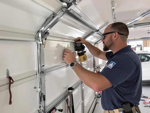 Rancho Cucamonga Garage Door Repair technician quieting a noisy garage door in Rancho Cucamonga