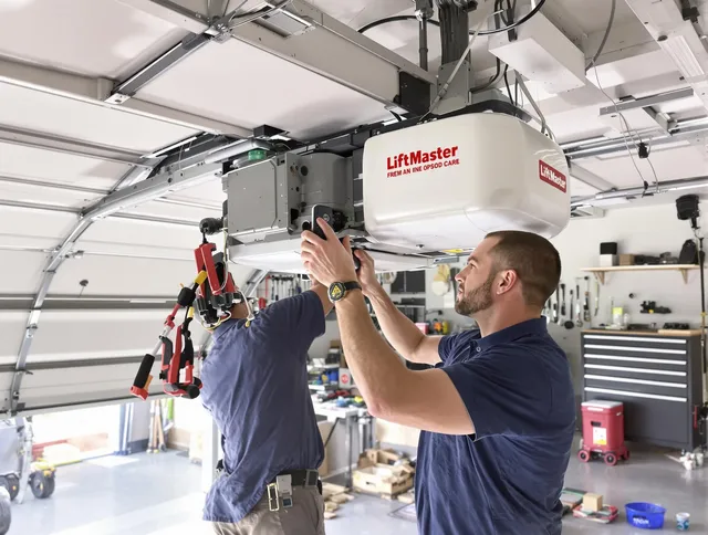 Rancho Cucamonga Garage Door Repair technician performing advanced diagnostics on garage opener in Rancho Cucamonga