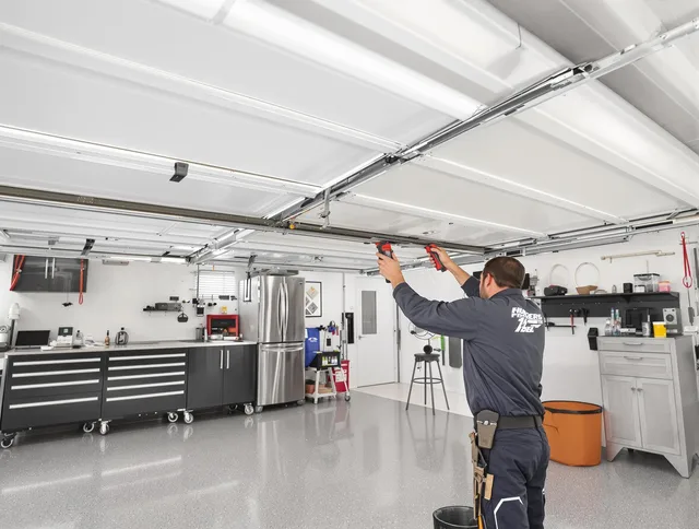 Overhead garage door repair service by Rancho Cucamonga Garage Door Repair in Rancho Cucamonga