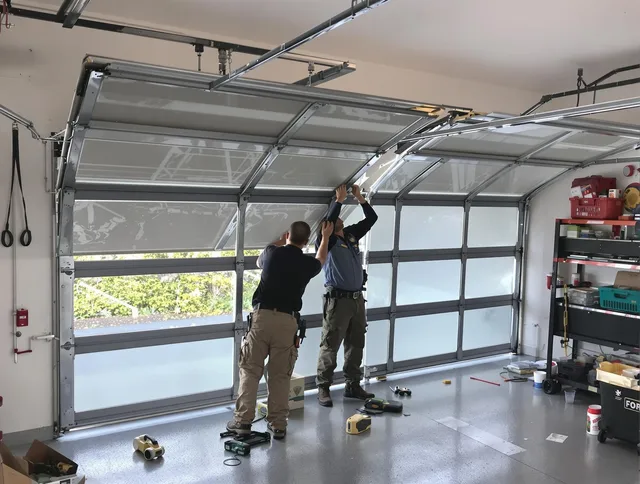 Rancho Cucamonga Garage Door Repair expert performing precise panel replacement on Rancho Cucamonga garage door