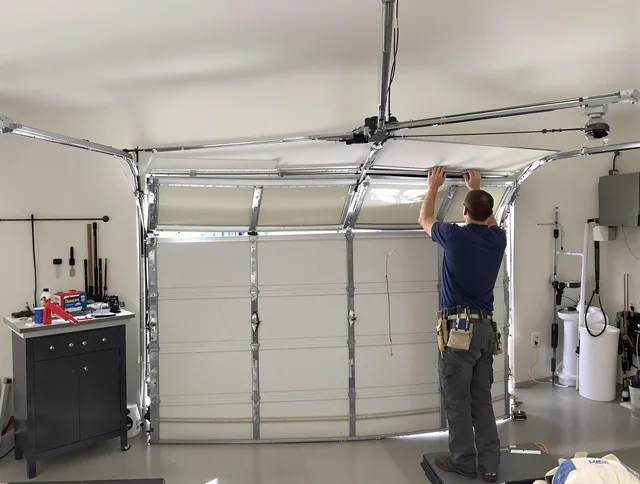 Rancho Cucamonga Garage Door Repair specialist performing precise section replacement on Rancho Cucamonga garage door