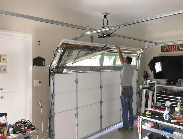 Garage door section replacement by Rancho Cucamonga Garage Door Repair in Rancho Cucamonga