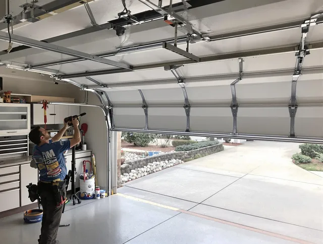 Garage door track repair service by Rancho Cucamonga Garage Door Repair in Rancho Cucamonga
